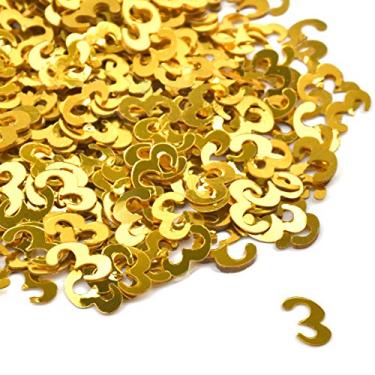Imagem de Glitter de confete dourado para decoração de aniversário – Confete de mesa de números para artigos de festa de celebração (3, dourado)