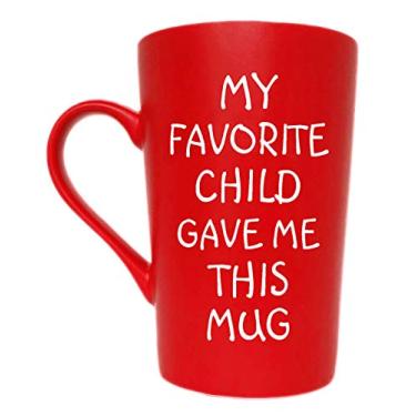 Imagem de MAUAG Caneca de café engraçada para presentes de Natal, My Favorite Child Gave Me This Mug, Best Dad and Mom Gifts Dia dos Pais e Dia das Mães, Ideia de Presente de Filha Filho Crianças, Vermelho 340