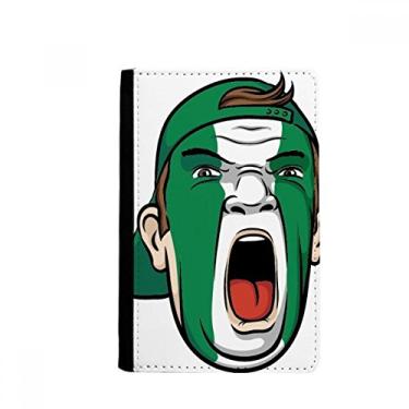 Imagem de Bandeira da Nigéria maquiagem facial cabeça gritando boné porta-passaporte capa carteira burse bolsa cartão, Multicolorido.