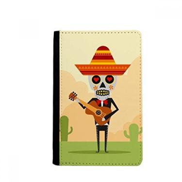 Imagem de Chapéu Crânio Guitarra Ilustração Feliz Porta Passaporte Notecase Burse Carteira Carteira Bolsa Cartão, Multicolor