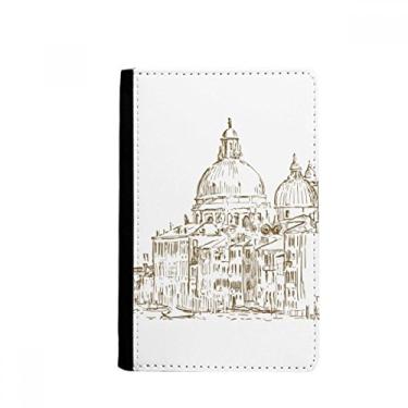 Imagem de Porta-passaporte com paisagem da Rússia House Landmark Sketch Notebook Burse Carteira Carteira Carteira Bolsa para Cartão, Multicolor