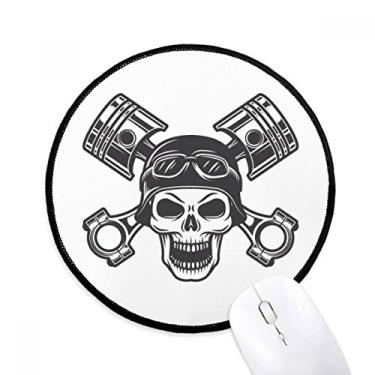 Imagem de DIYthinker Esqueleto luzes de motocicleta óculos padrão mouse pad desktop escritório tapete redondo para computador