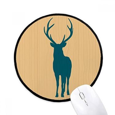 Imagem de Mouse pad de grão de madeira azul veado animal tapete redondo para computador