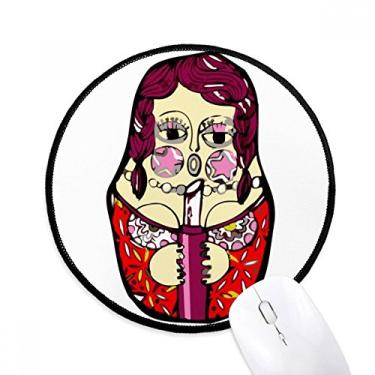 Imagem de DIYthinker Rússia russas bonecas de encaixe feminino mouse pad desktop escritório tapete redondo para computador