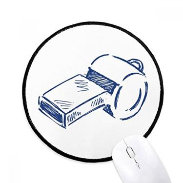 Imagem de Tapete de mouse de futebol azul com desenho animado apito de futebol tapete redondo para computador