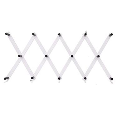 Imagem de KIZQYN Ganchos de casaco 14 ganchos cabide de parede de madeira multifuncional rack de casaco expansível para bonés sacos pendurados cabide no corredor gancho de porta organizador cabide de parede (cor: ouro)