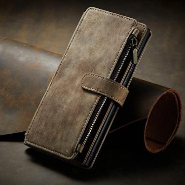Imagem de Carteira com zíper capa para celular flip para Samsung Galaxy S21 FE S22 Plus Ultra A72 A52s A52 A13 A33 A53 5G compartimento para cartão suporte capa de couro, marrom, para Galaxy A33 5G