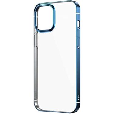 Imagem de NEYENS Capa transparente compatível com iPhone 12 Pro Max 6,7 polegadas, capa transparente super fina à prova de choque rígido PC traseiro protetor de corpo inteiro anti-riscos capa de telefone (cor: azul)