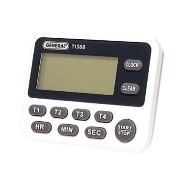 Imagem de General Tools Timer digital TI388, quatro canais com relógio, branco