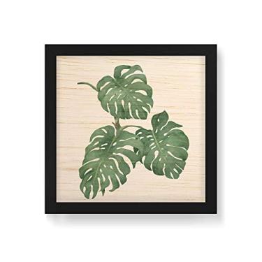 Imagem de Arte Maníacos Quadro Decorativo em Madeira Folhas Costela de Adão - 30x30cm (Moldura caixa em laca preta)