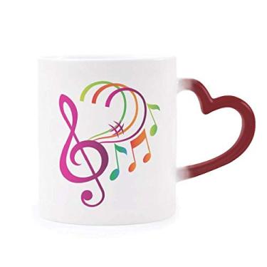 Imagem de Caneca musical verde laranja rosa sensível ao calor Caneca vermelha muda de cor
