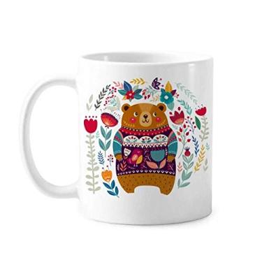 Imagem de Caneca moderna de cerâmica para café e porcelana com desenho de urso animal rosa Art Deco presente