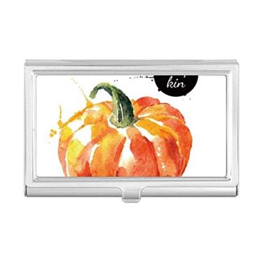 Imagem de Porta-cartões de visita em aquarela saudável sabor vegetal abóbora