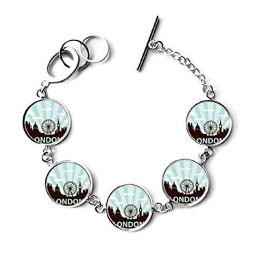 Imagem de DIYthinker Britain UK London Eye Silhouette United Kingdom Pulseira corrente bracelete bracelete bracelete joias