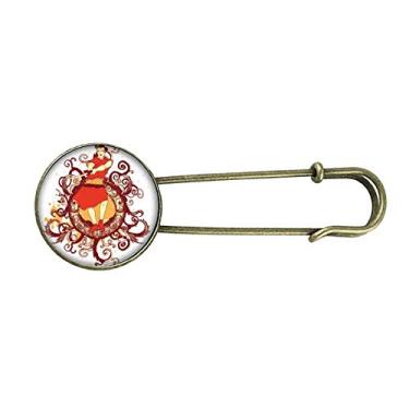 Imagem de Broche de metal retrô com ilustração de espada Samurai vermelha japonesa