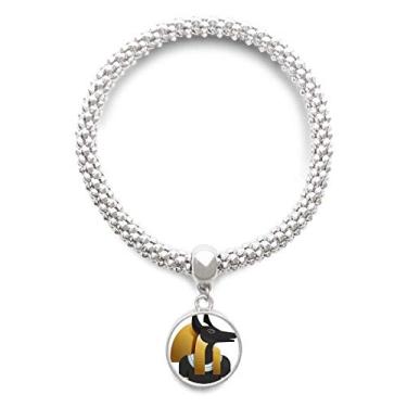 Imagem de DIYthinker Bracelete com pingente de prata com padrão de arte Anúbis do Egito Antigo Corrente ajustável