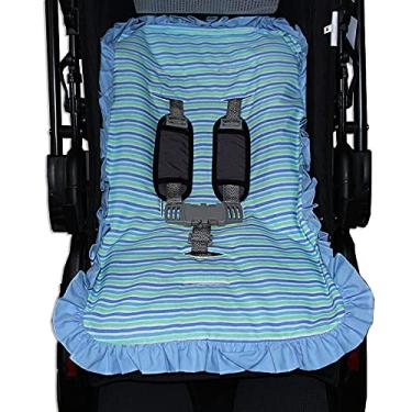 Imagem de Capa Para Carrinho De Bebê Mista, Listrado Azul com Verde, Tamanho Universal