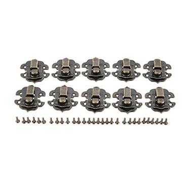 Imagem de 10 pcs caixa de trava clasps antique ferro jóias caixa de padlock hasp trancado vinho de madeira caixa de presente bolsa acessórios de hardware YYDFPIIA (Color : Antique Bronze)
