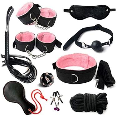 Imagem de Kit Bondage Peças Couro Chicote Venda Algema Mordaça SM08