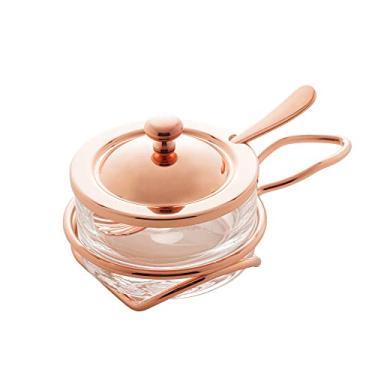 Imagem de QUEIJEIRA DE VIDRO C/TAMPA E COLHER DE AÇO ROSE 16x10x8cm