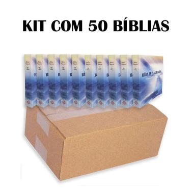 Imagem de Caixa Com 50 Biblias Sagrada Pequena Para Evangelismo 9X13 cm - ATACADO