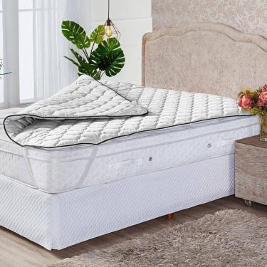 Imagem de Protetor Pillow Top Branco Casal Padrão Super Volumoso 300 Gramas/M² - Tecido Microfibra