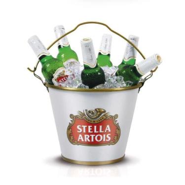 Imagem de Balde De Gelo De Alumiart Stella Artois Em Alumínio Branco 5L - Ambev