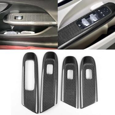 Imagem de FINMOKAL Tampa de interruptor de janela de porta interior de fibra de carbono real para Mercedes-Benz C-Class W206 2022-2023