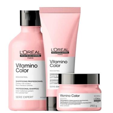Imagem de L’Oréal PROFESSIONNEL VITAMINO COLOR SHAMPOO 300ML + CONDICIONADOR 200ML + MÁSCARA 250G 