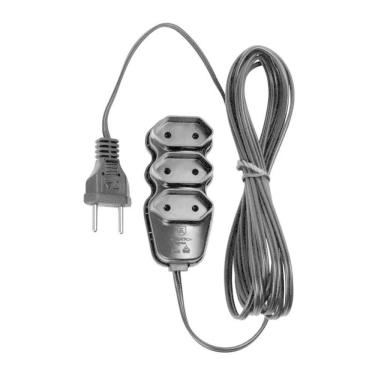 Imagem de Extensão Elétrica 3 Tomadas Preta 3m - Padrão Brasileiro