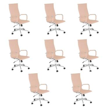 Imagem de Loft7, Kit 8 Cadeiras escritório Esteirinha Diretor Home office - Nude