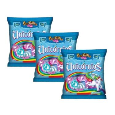 Imagem de Pirulito Unicórnio Pop Tattoo Mini C/ 50un 200g - 3 Pacotes
