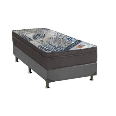 Imagem de  Cama Box Solteiro: Colchão Molas SuperPocket Ensacadas Ortobom ISO Firme + Base CRC Suede Gray(88x188)