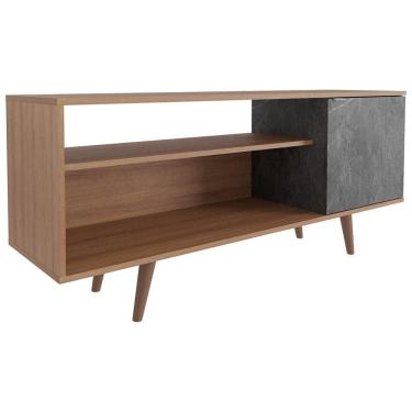 Imagem de Rack Para TV 42 Pol 136 cm 1 Porta R1486 Amendoa Marmore Lunar Tecno Mobili