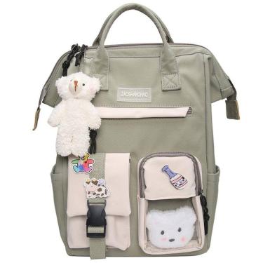 Imagem de Mochilas fofas Preppy Mochila Mulheres impermeáveis Candy Colors