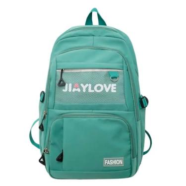 Imagem de Mochila Bolsa Fofa Feminina Estilosa Colorida Elegante Academia Impermeável Escolar Faculdade Viagem Trabalho Treino Fashion Mochilas Para Notebook Moderna Passeio Leve Grande (Verde)