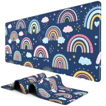 Imagem de BOSOBO Tapete de mouse grande, tapete de mesa, 2GG Extended Gaming Mouse Pad, tapete de mesa para escritório e casa, tapete de teclado longo, tapete de mouse enorme, capa completa de mesa 90 x 40 cm,