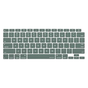 Imagem de MOSISO Capa de teclado compatível com MacBook Air 33.0 cm 2022 2021 2020 versão A2337 M1 A2179 Retina Display com Touch ID Backlit Magic Keyboard, película protetora de silicone impermeável, verde