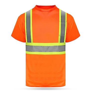 Imagem de HYCOPROT Camiseta refletiva de alta visibilidade, manga curta, malha de segurança, secagem rápida, Laranja-ms, P