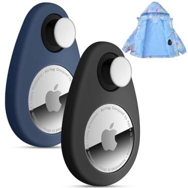 Imagem de Suporte Lulaven para Airtag para crianças oculto, 2 unidades, rastreador GPS, antiremoção, com pinos, capa de GPS adequada para crianças, idosos, animais de estimação, mochila, bagagem (azul e preto)