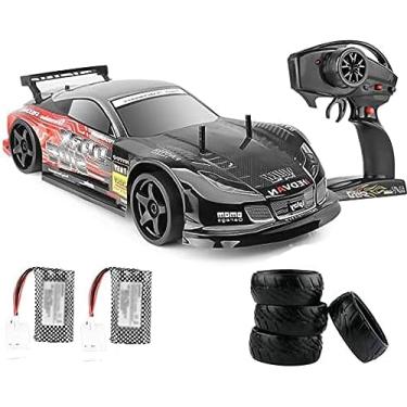 Imagem de Carro de corrida com controle remoto de deriva rápida de 2,4 GHz 70 km/h, caminhão RC de carregamento elétrico em escala real de 1/10, veículo RC off-road 4WD com duas baterias, carros de