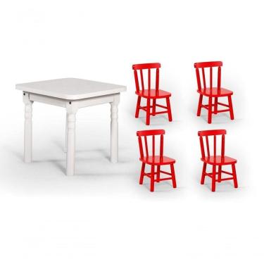 Imagem de Conjunto Mesinha Infantil Branca 4 Cadeiras Vermelho