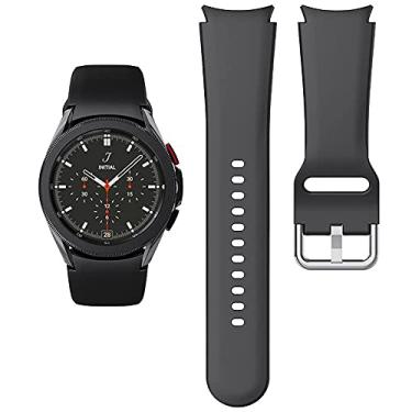 Imagem de KIMAIXA Pulseira para Galaxy Watch 5 de 40 mm e 44 mm/Galaxy Watch 5 Pro Band 45 mm/Galaxy Watch 4 de 40 mm e 44 mm/Galaxy Watch 4 Classic Band 42 mm 46 mm, pulseira esportiva de silicone de 20 mm para mulheres e homens, preta