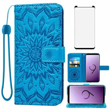 Imagem de Capa de telefone para Samsung Galaxy S9 Capa carteira com protetor de tela de vidro temperado e capa flip magnética de couro girassol suporte para cartão acessórios para celular Glaxay S 9 Edge 9S GS9