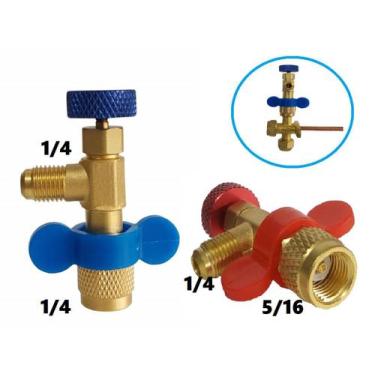 Imagem de Kit Adaptador Válvula Acionadora Schrader de Serviço R22 1/4 e 5/16 R4