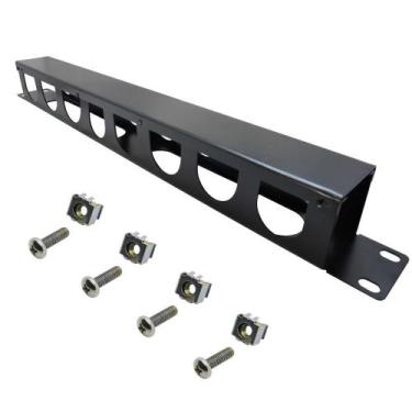 Imagem de KIT - Guia de Cabos Horizontal Fechada Padrão 19" 1U Preta + 4 Parafus