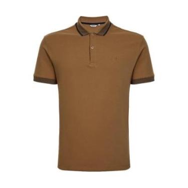 Imagem de Camisa Polo Masculina Dudalina MC Mini Strips Marrom - 77430-Masculino