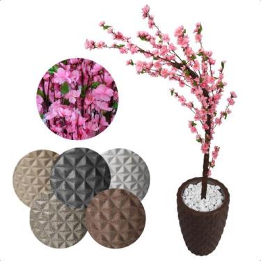 Imagem de Cerejeira Artificial Rosa Bebê De Galho Curvo Vaso Decoração - Flor de