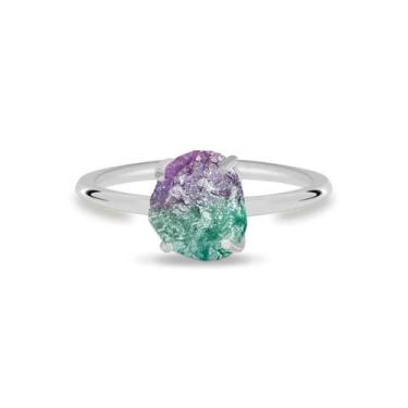 Imagem de Aliança Fluorita - Cristal Natural, Banho Ouro 18k