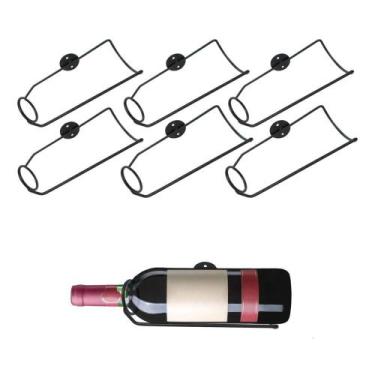 Imagem de Kit 6 Unidades de Adega Parede Garrafa Vinho Aço Preto Estilo Industri